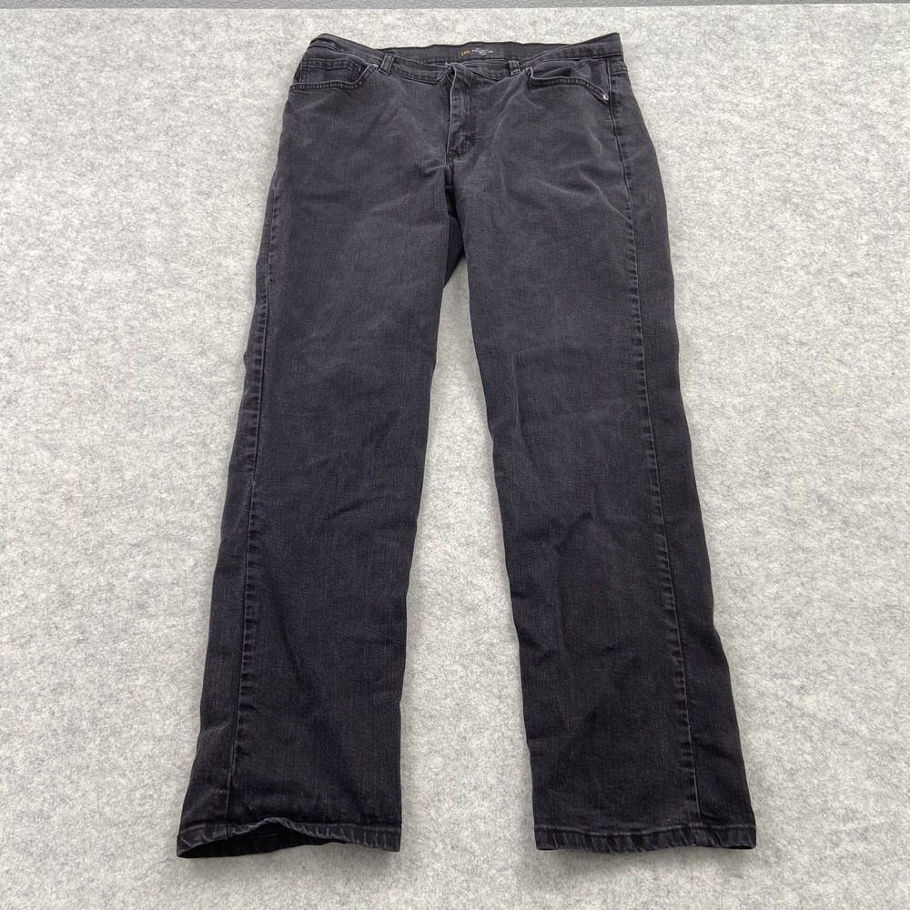Lee Relaxed Fit Straight Leg Jeans Womens 14 (34x29) Black Stretch Denim